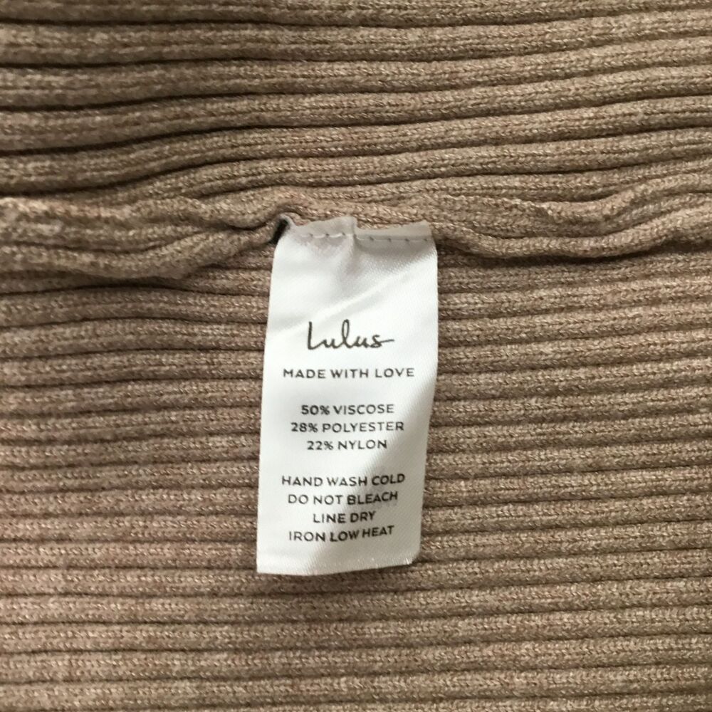 Lulus Iconic Comfort Sweater Dress Womens Medium Taupe Ribbed Surplice Wrap NEW - Picture 11 of 13